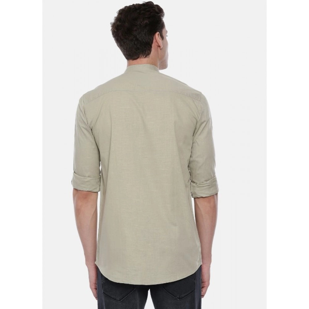 Generic Men's Cotton Slim Fit Casual Shirt (Material: Cotton, (Color:Grey)