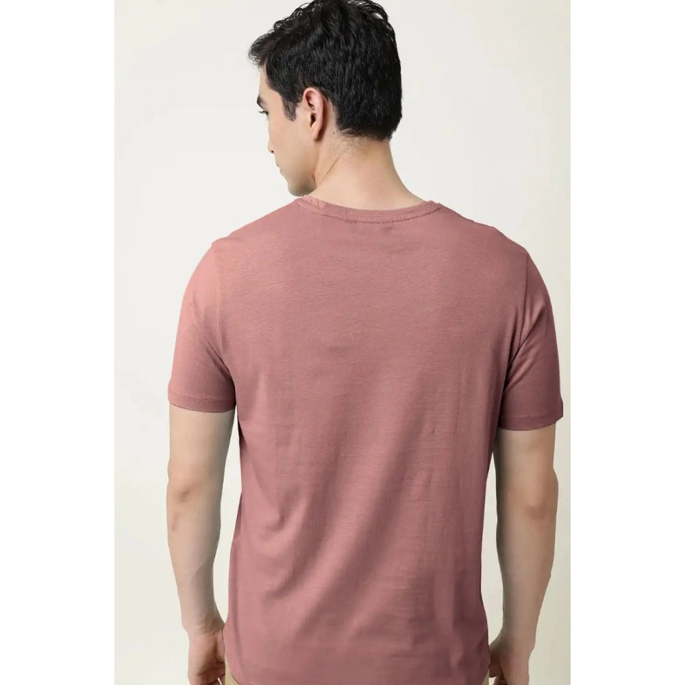 Generic Men's Casual Half sleeve Solid Cotton V Neck T-shirt (Onion)