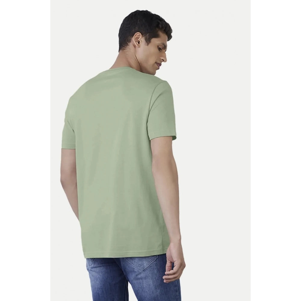 Generic Men's Casual Half sleeve Digital Printed Cotton Crew Neck T-shirt (Pista)