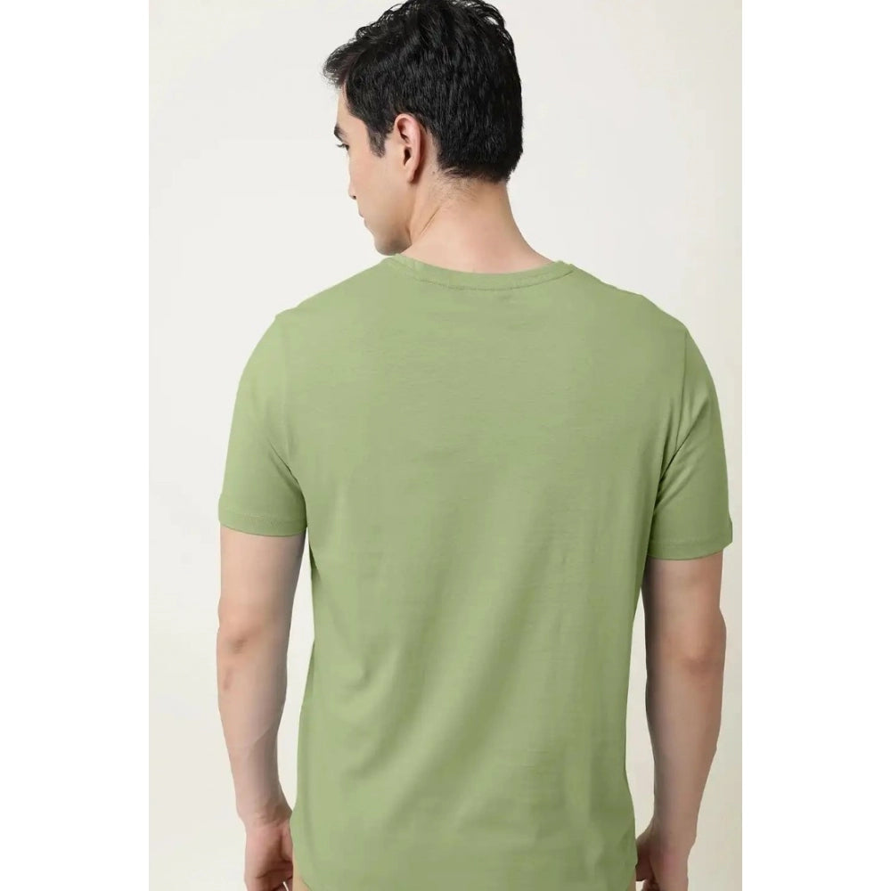 Generic Men's Casual Half sleeve Solid Cotton V Neck T-shirt (Pista)