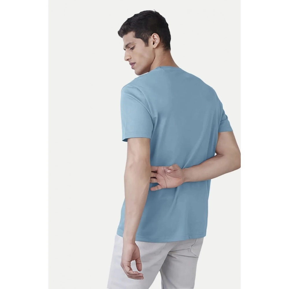 Generic Men's Casual Half sleeve Printed Cotton Round Neck T-shirt (Teal)