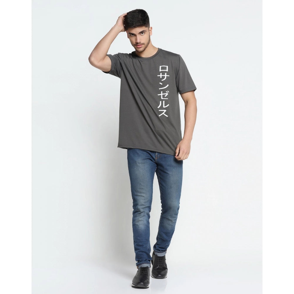 Generic Men's Casual Half Sleeve Printed Cotton Blended Round Neck T-shirt (D.Grey)