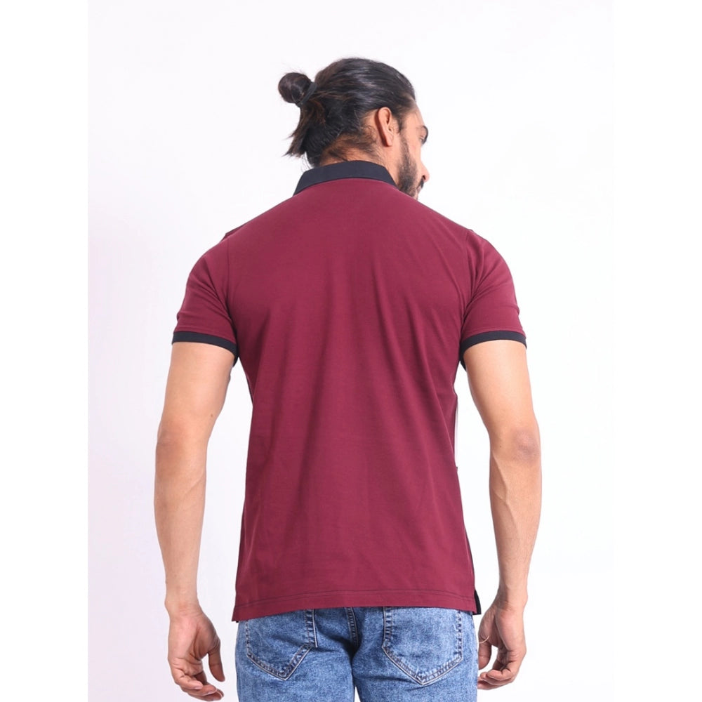 Generic Men's Casual Cotton Printed Polo Neck Half Sleeve T-Shirt (Multicolor)