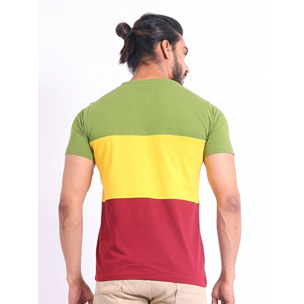 Generic Men's Casual Cotton Printed Round Neck Half Sleeve T-Shirt (Multicolor)