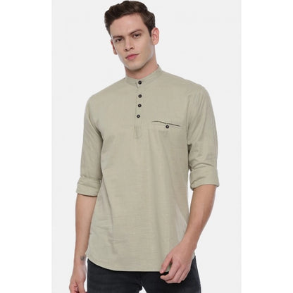 Generic Men's Cotton Slim Fit Casual Shirt (Material: Cotton, (Color:Grey)