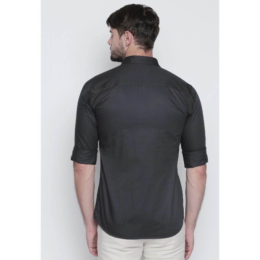 Generic Men's Cotton Slim Fit Casual Shirt (Material: Cotton, (Color:Grey)