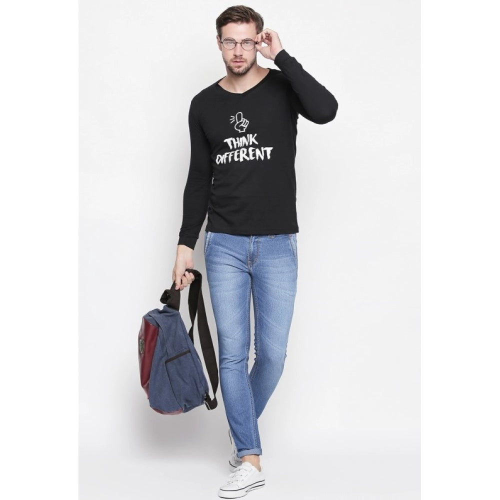 Generic Men's Cotton Slim Fit Full Sleeve T-Shirt (Material: Cotton, (Color:Black)