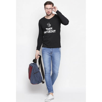 Generic Men's Cotton Slim Fit Full Sleeve T-Shirt (Material: Cotton, (Color:Black)