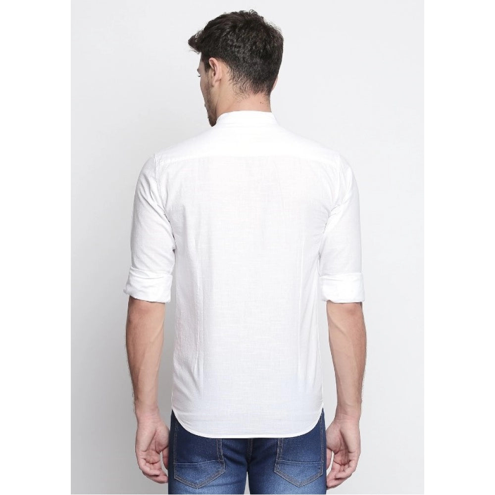 Generic Men's Cotton Casual Short Cross Kurta Shirt (Material: Cotton, (Color:White)