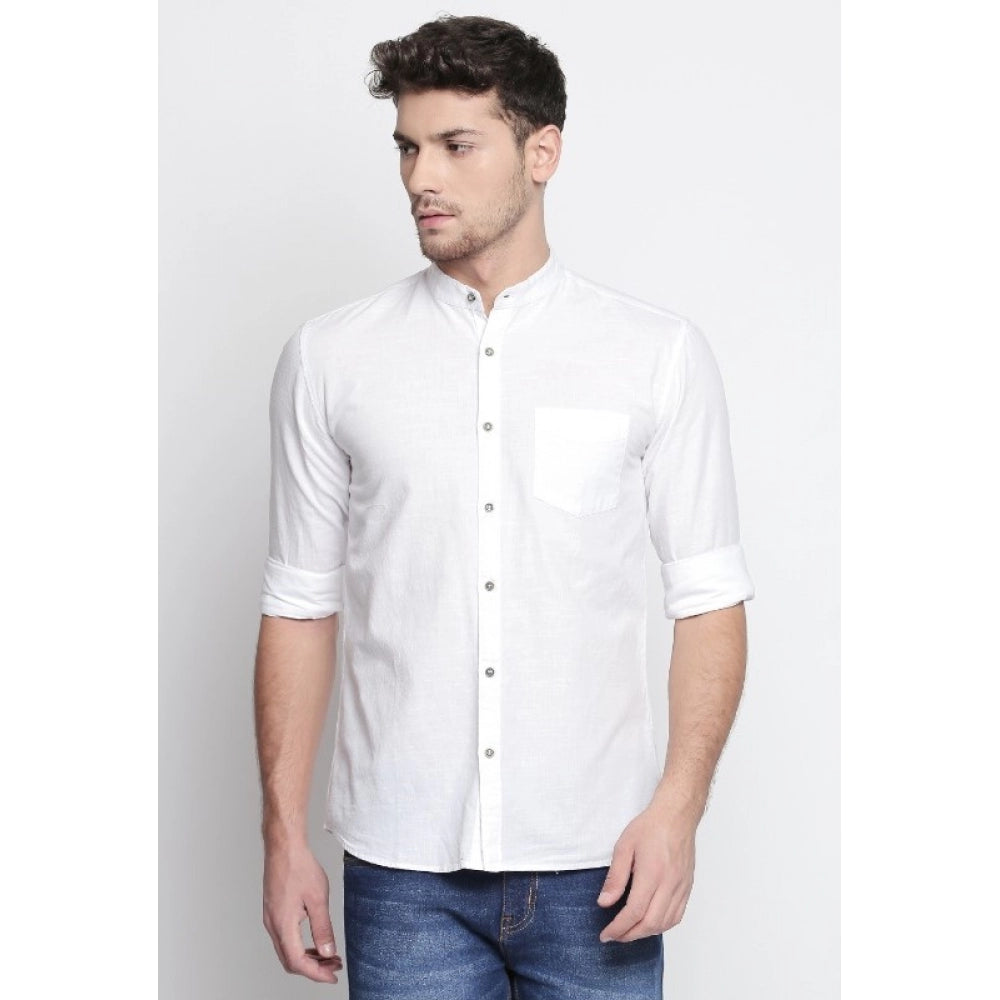 Generic Men's Cotton Casual Short Cross Kurta Shirt (Material: Cotton, (Color:White)