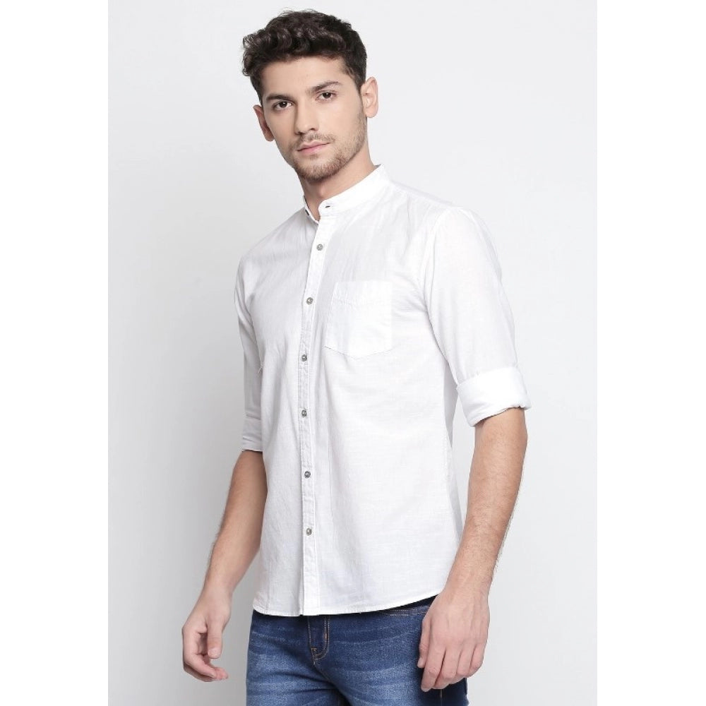 Generic Men's Cotton Casual Short Cross Kurta Shirt (Material: Cotton, (Color:White)