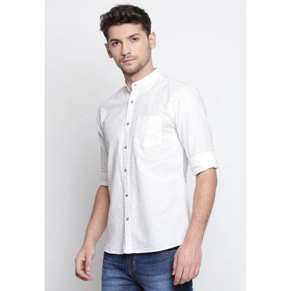Generic Men's Cotton Casual Short Cross Kurta Shirt (Material: Cotton, (Color:White)