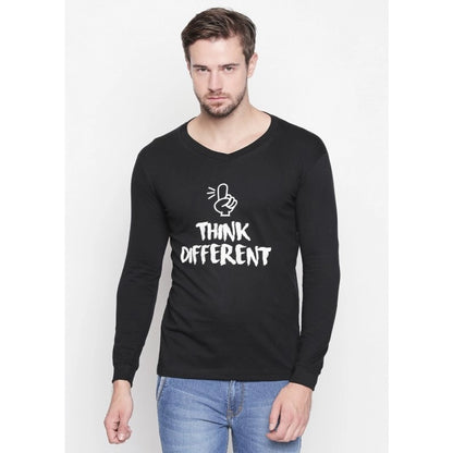 Generic Men's Cotton Slim Fit Full Sleeve T-Shirt (Material: Cotton, (Color:Black)