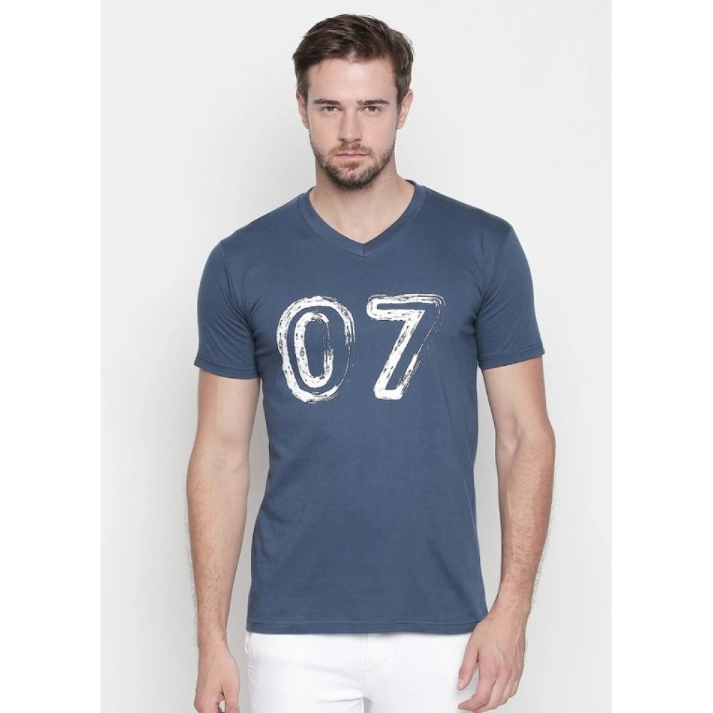 Generic Men's Cotton Slim Fit Half Sleeve T-Shirt (Material: Cotton, (Color:Blue)