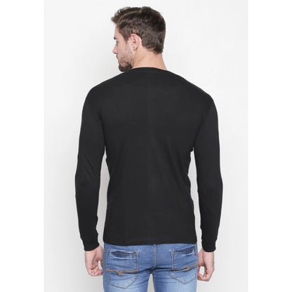 Generic Men's Cotton Slim Fit Full Sleeve T-Shirt (Material: Cotton, (Color:Black)