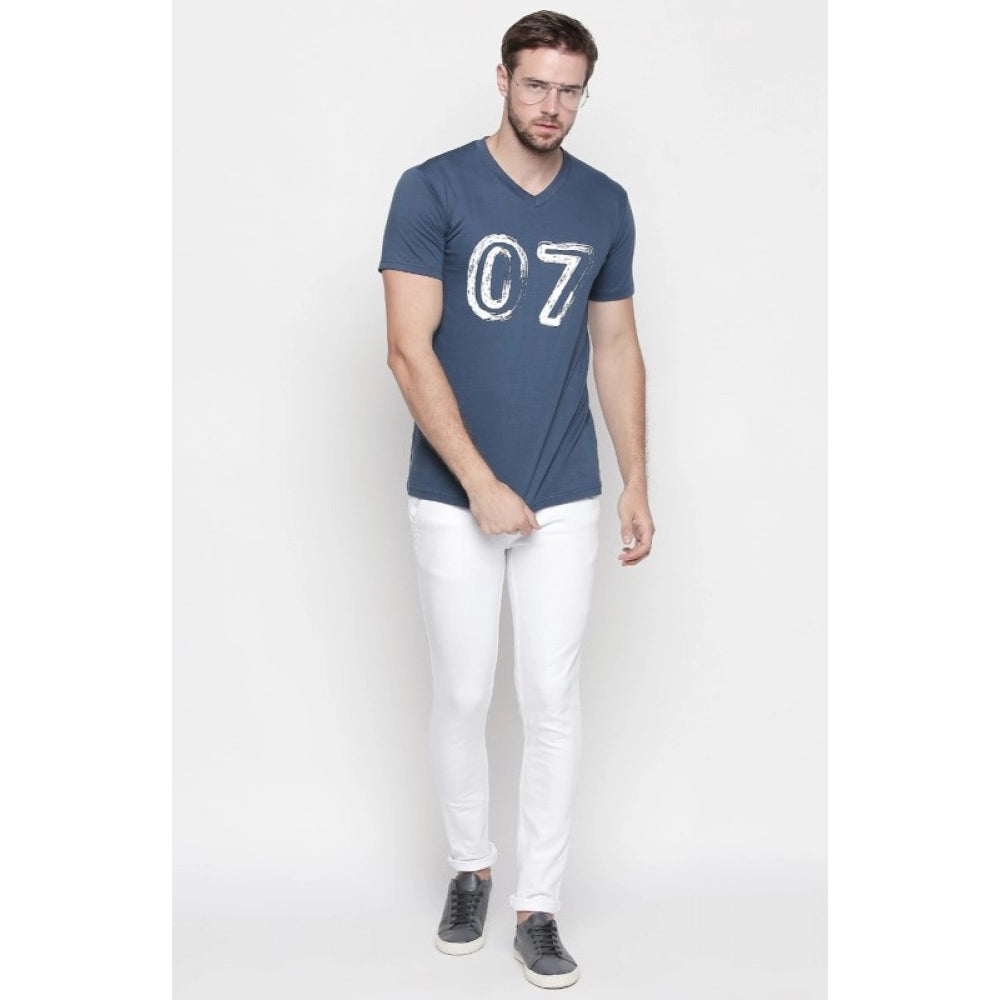 Generic Men's Cotton Slim Fit Half Sleeve T-Shirt (Material: Cotton, (Color:Blue)