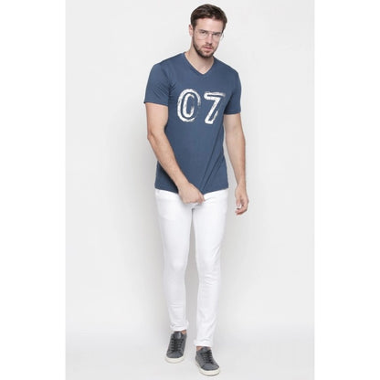 Generic Men's Cotton Slim Fit Half Sleeve T-Shirt (Material: Cotton, (Color:Blue)
