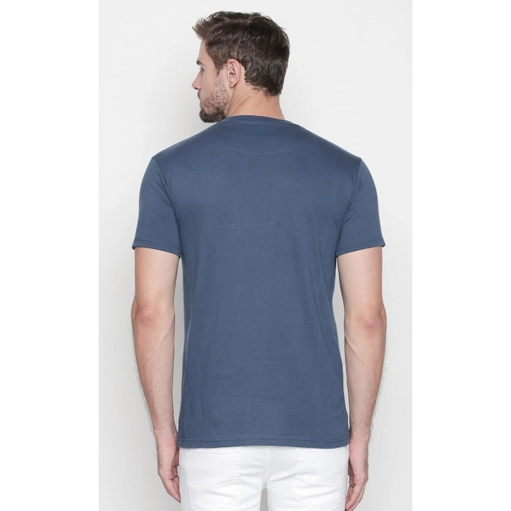 Generic Men's Cotton Slim Fit Half Sleeve T-Shirt (Material: Cotton, (Color:Blue)