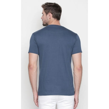 Generic Men's Cotton Slim Fit Half Sleeve T-Shirt (Material: Cotton, (Color:Blue)