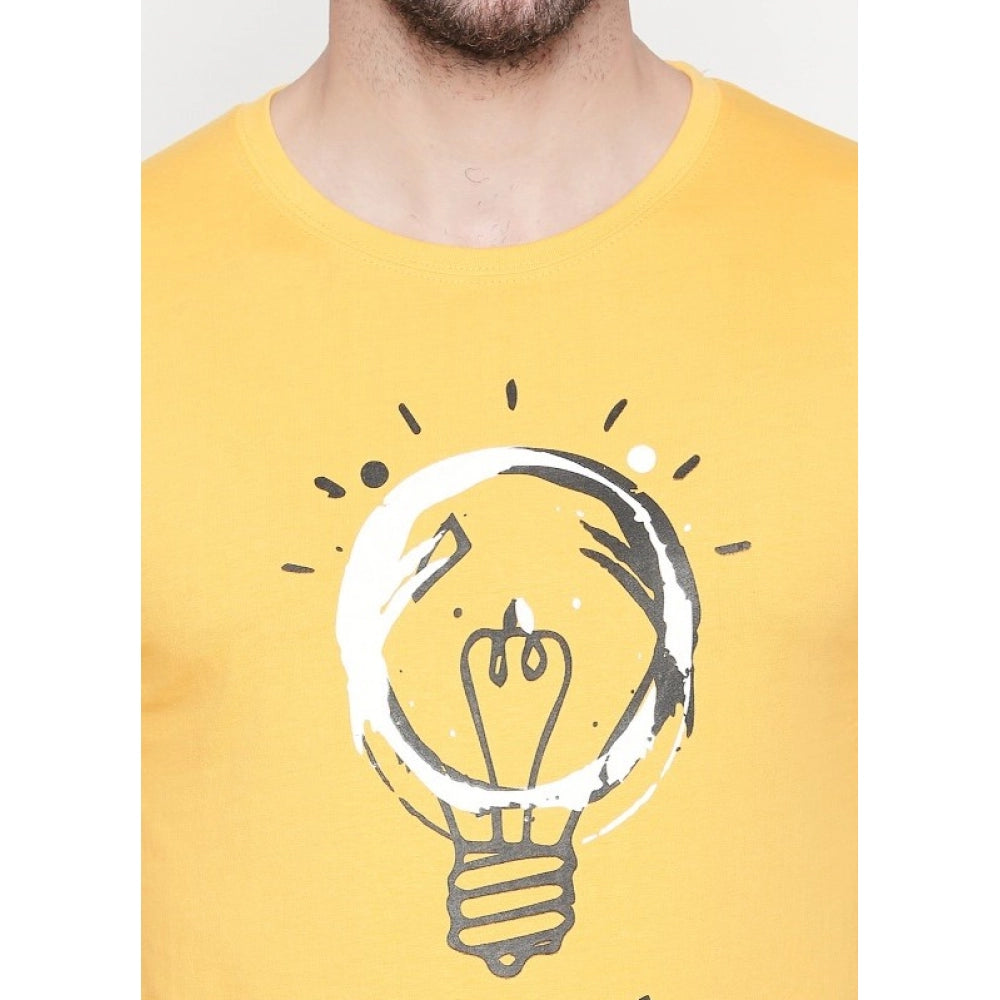 Generic Men's Cotton Slim Fit Half Sleeve T-Shirt (Material: Cotton, (Color:Yellow)
