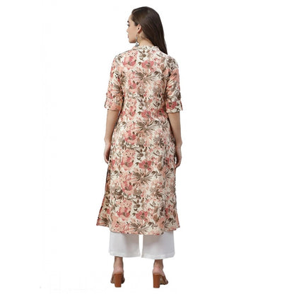 Generic Women's Cotton Printed Floral Print Kurti (Multicolor, Cotton)