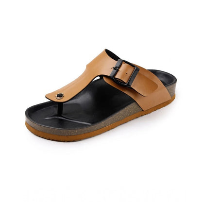 Generic Unisex Cork Adjustable Buckle Straps Cork Sandals (Tan)