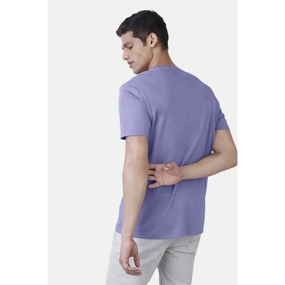Generic Men's Casual Half sleeve Printed Cotton Crew Neck T-shirt (Purple)