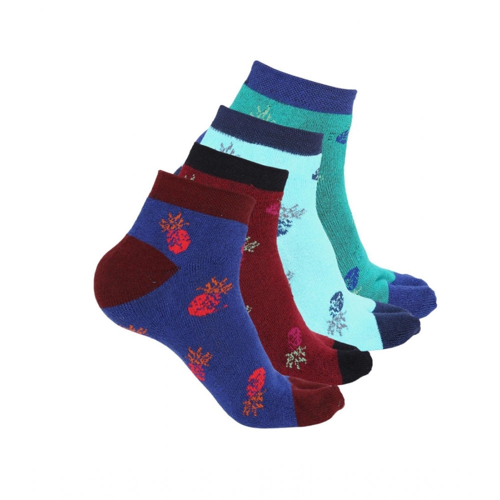 Generic 4 Pairs Women's Casual Cotton Blended Printed Ankle length Socks (Assorted)