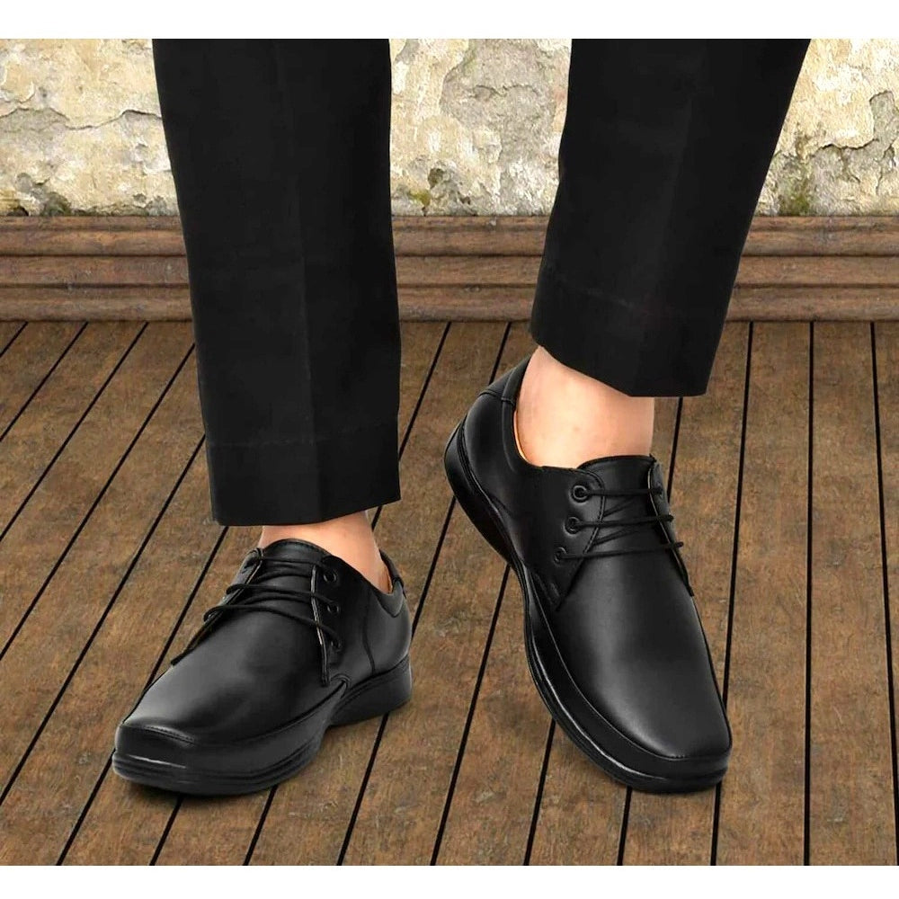 Generic Men's Solid Synthetic Leather Formal Shoes (Black)