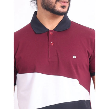 Generic Men's Casual Cotton Printed Polo Neck Half Sleeve T-Shirt (Multicolor)