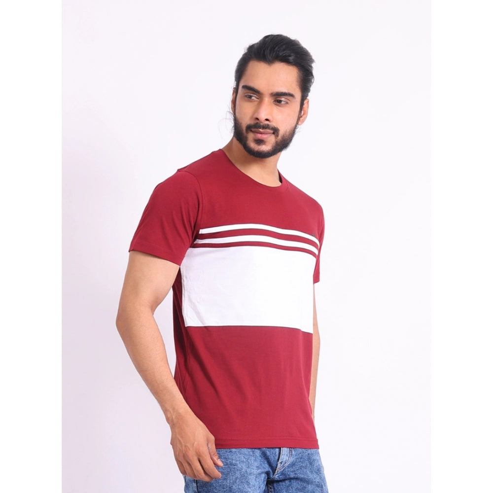 Generic Men's Casual Cotton Printed Round Neck Half Sleeve T-Shirt (Maroon)