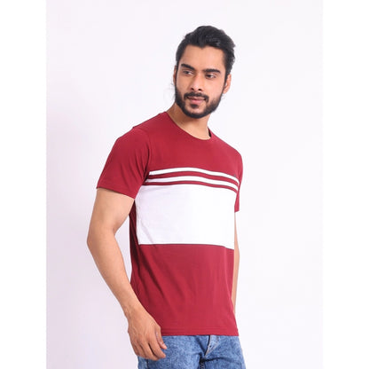 Generic Men's Casual Cotton Printed Round Neck Half Sleeve T-Shirt (Maroon)