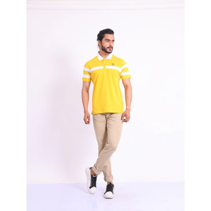 Generic Men's Casual Cotton Printed Polo Neck Half Sleeve T-Shirt (Yellow)