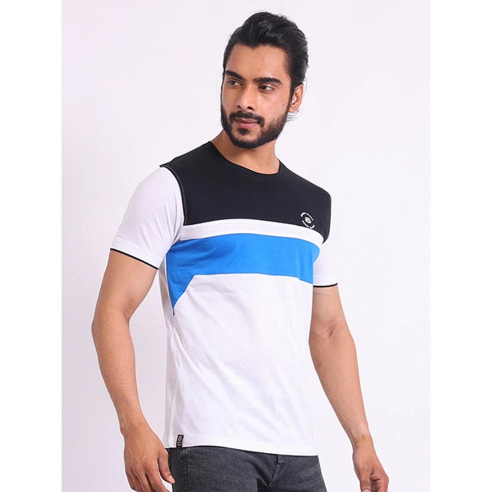 Generic Men's Casual Cotton Printed Round Neck Half Sleeve T-Shirt (Black)