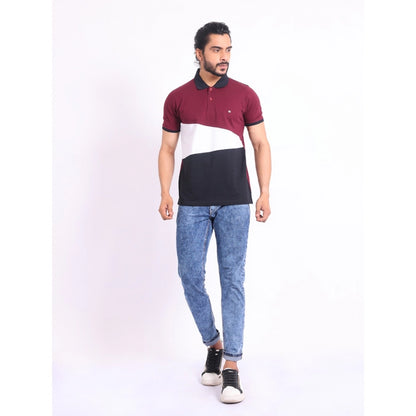 Generic Men's Casual Cotton Printed Polo Neck Half Sleeve T-Shirt (Multicolor)
