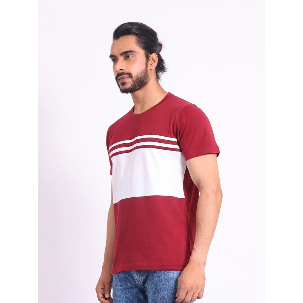 Generic Men's Casual Cotton Printed Round Neck Half Sleeve T-Shirt (Maroon)