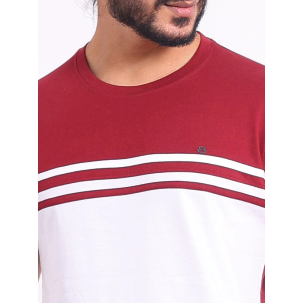 Generic Men's Casual Cotton Printed Round Neck Half Sleeve T-Shirt (Maroon)