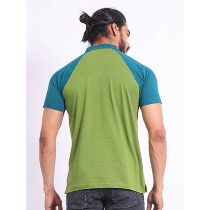 Generic Men's Casual Cotton Printed Polo Neck Half Sleeve T-Shirt (Green)