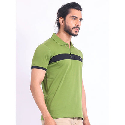 Generic Men's Casual Cotton Printed Polo Neck Half Sleeve T-Shirt (Green)