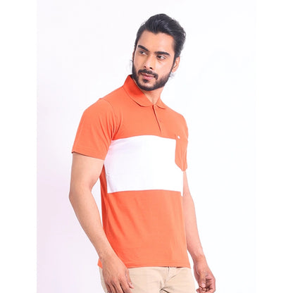 Generic Men's Casual Cotton Printed Polo Neck Half Sleeve T-Shirt (Brown)