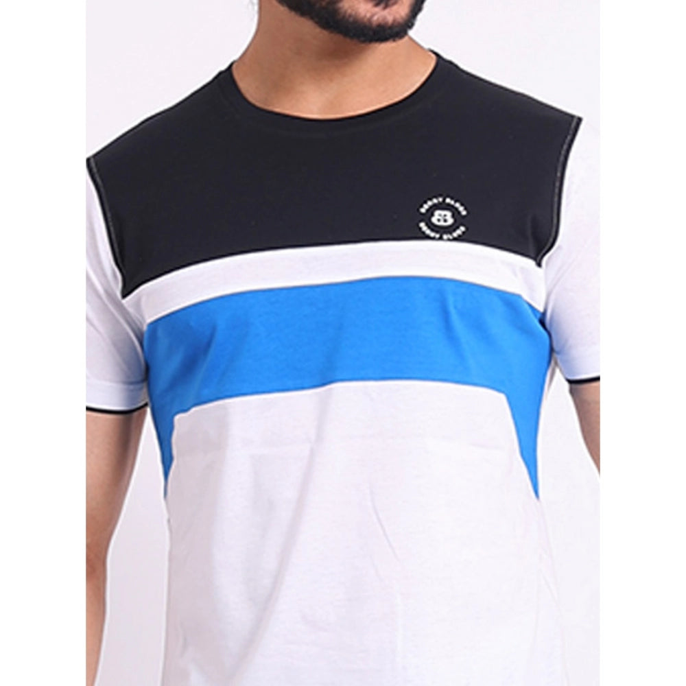 Generic Men's Casual Cotton Printed Round Neck Half Sleeve T-Shirt (Black)