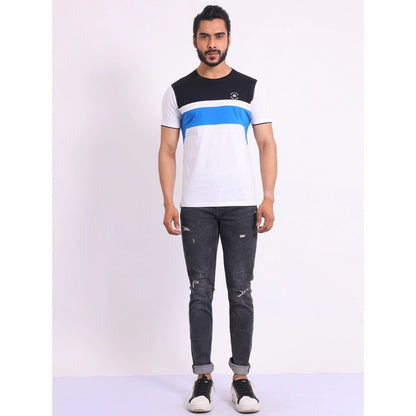 Generic Men's Casual Cotton Printed Round Neck Half Sleeve T-Shirt (Black)